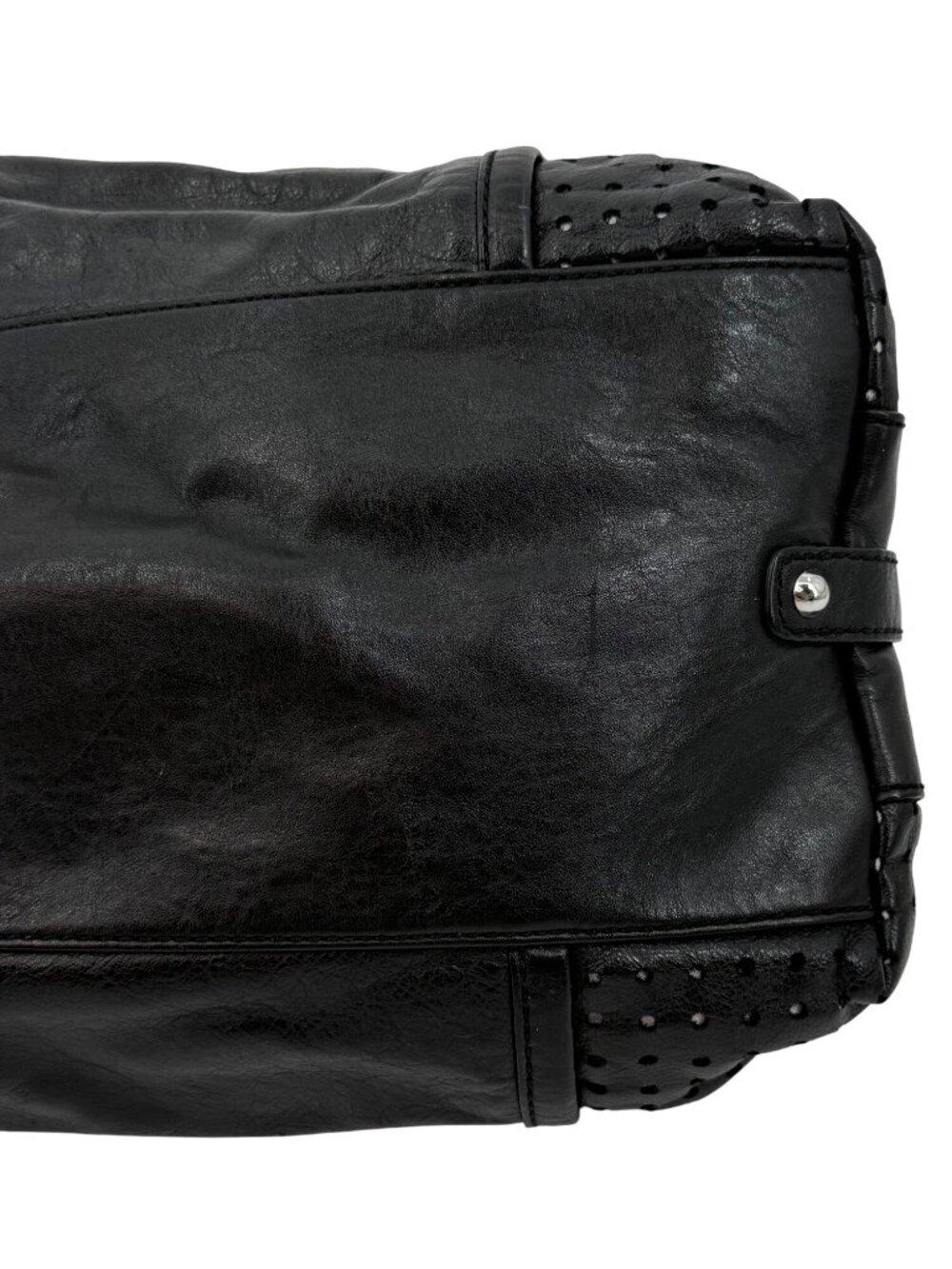 RARE VTG Juicy Couture Perforated Leather Triple-Compartment Crossbody Hobo Bag - Picture 13 of 16